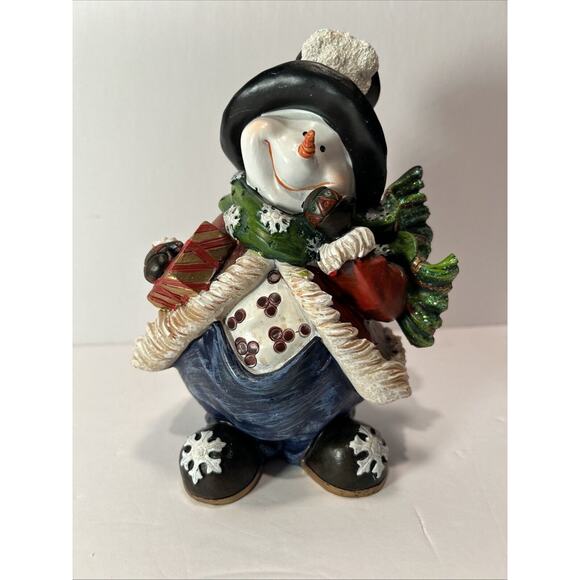 Set of 3 Hand Painted Snowmen Figurines Christmas Winter Decor 6" Tall - Picture 5 of 16